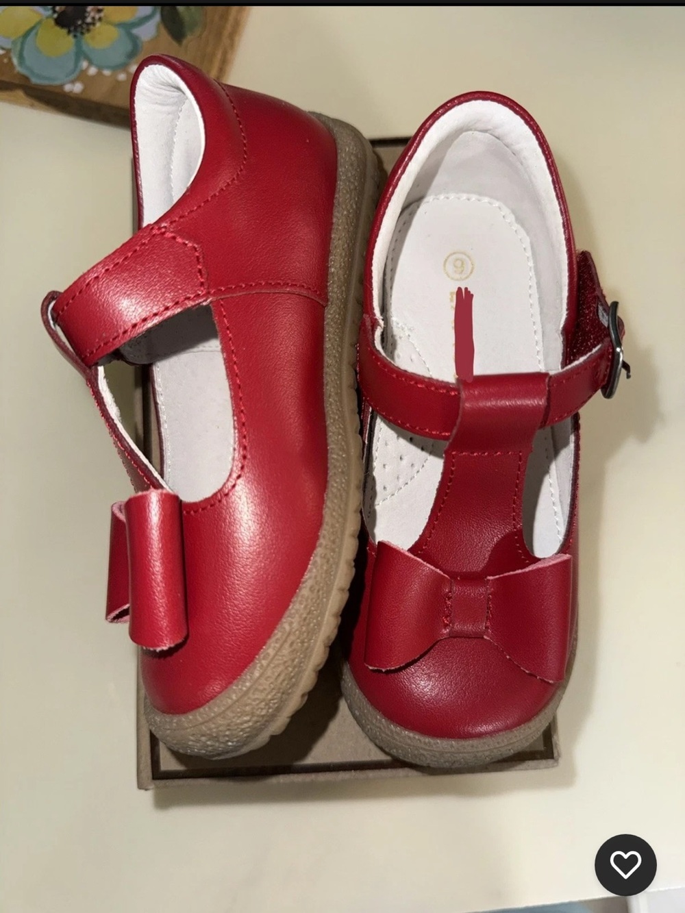 L'Amour Red Girls' Mary Jane Bow Shoes